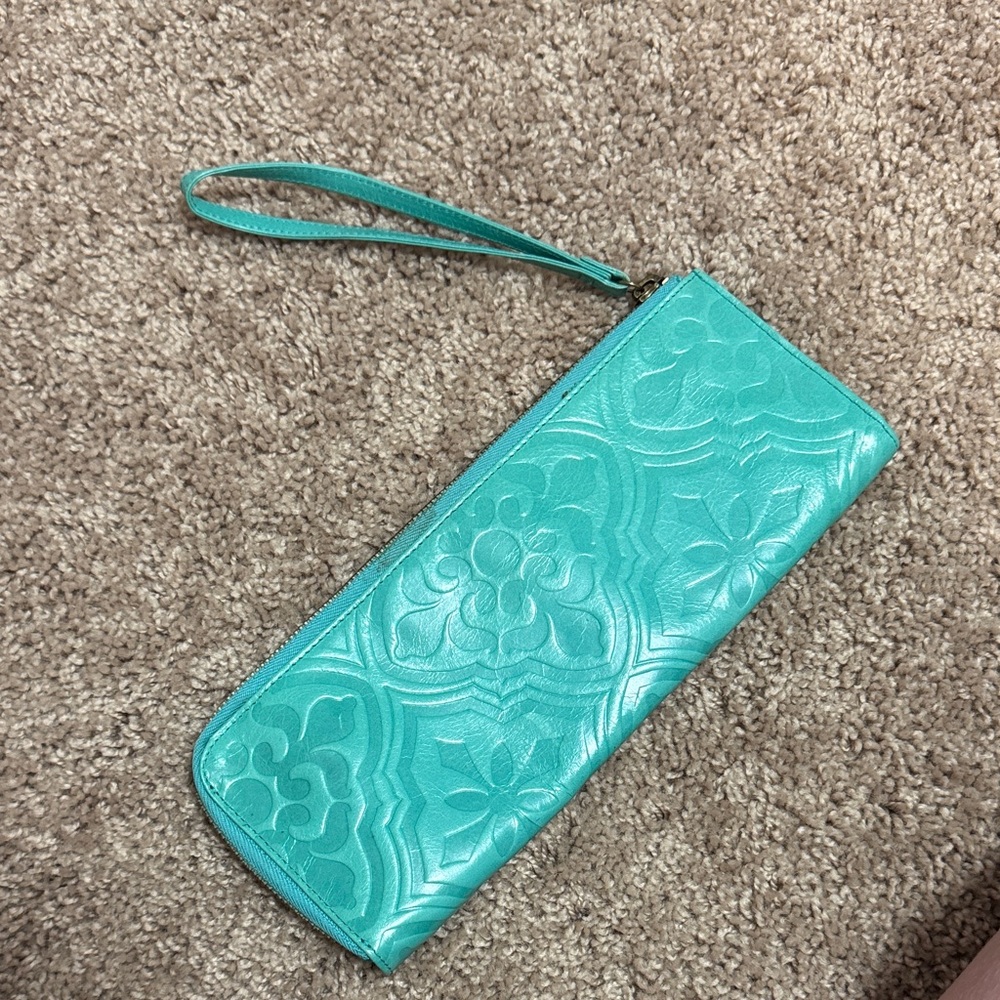 Elegant Teal Embossed Clutch